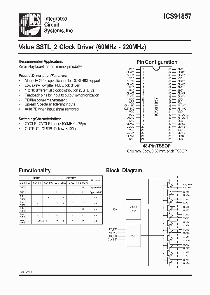 ICS91857AK_287600.PDF Datasheet