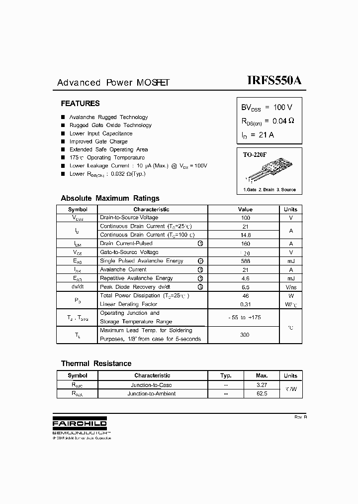 IRFS550A_290474.PDF Datasheet