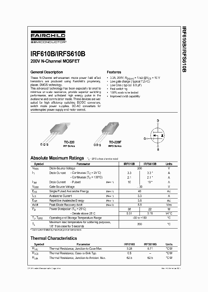 IRFS610B_256586.PDF Datasheet