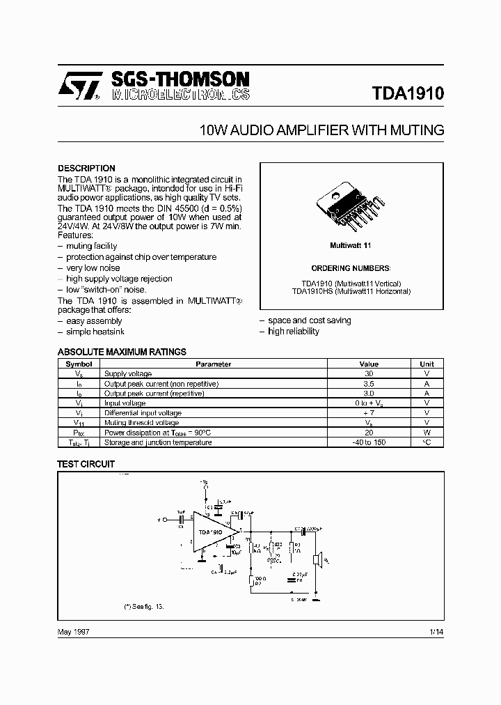 TDA1910_204297.PDF Datasheet