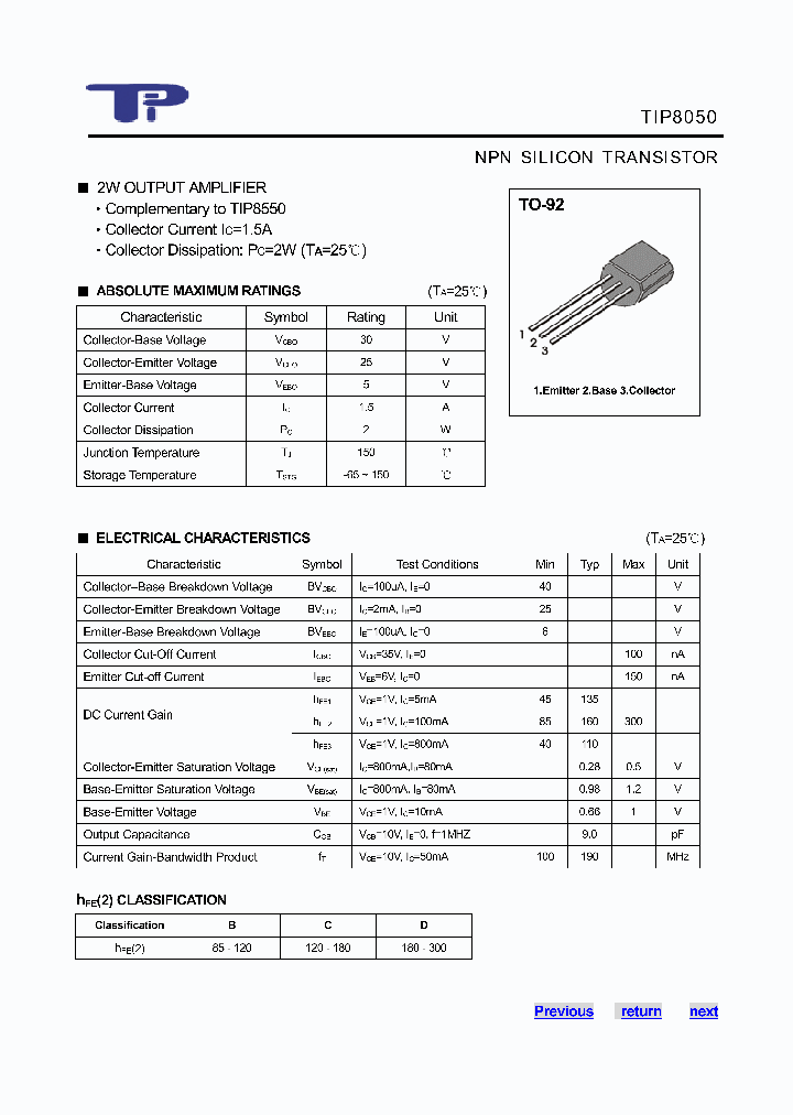 TIP8050_249882.PDF Datasheet