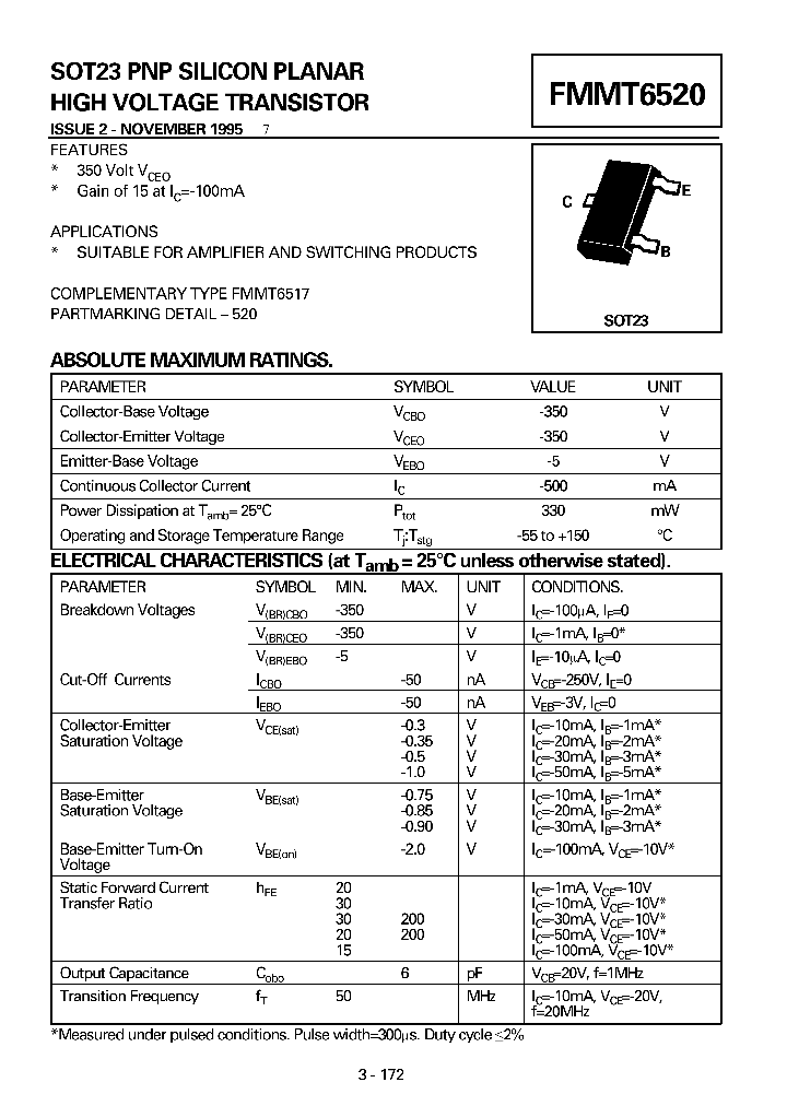 FMMT6520_362572.PDF Datasheet