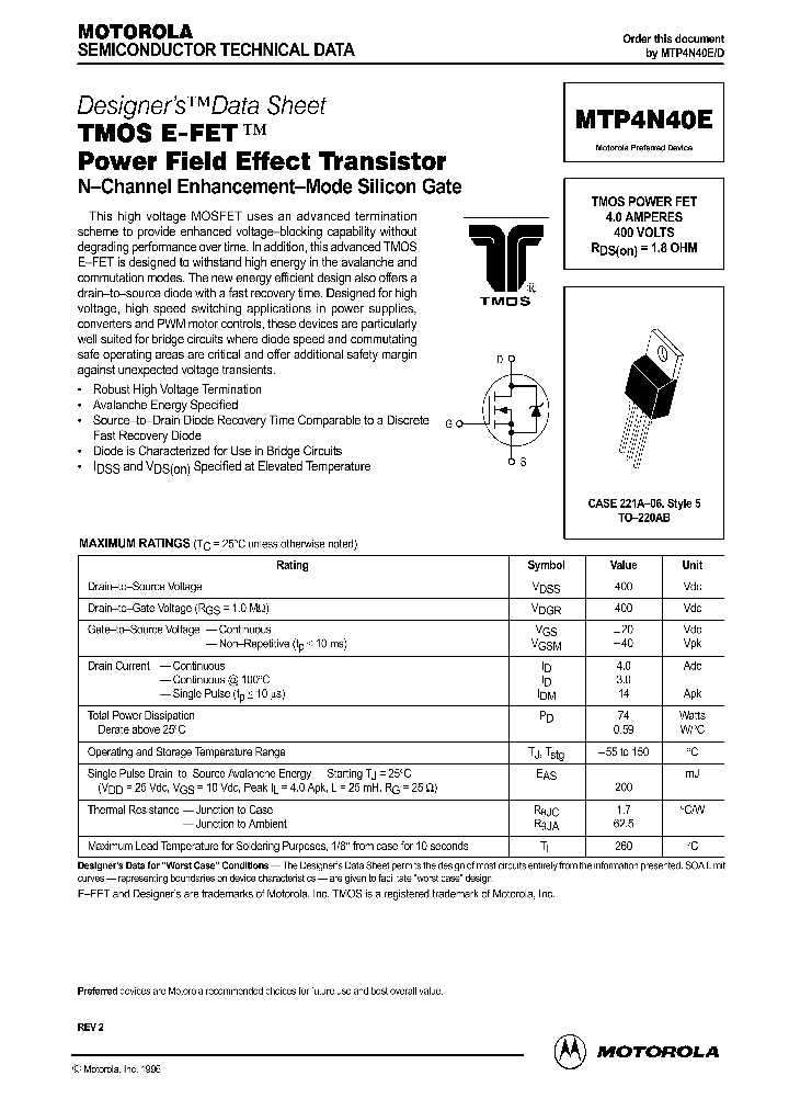 MTP4N40ED_312635.PDF Datasheet