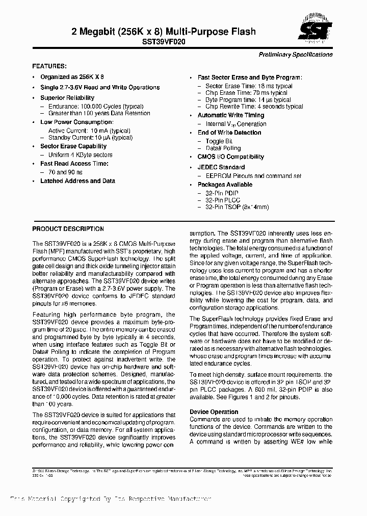 SST39VF020-70-4C-PHNBSP_307353.PDF Datasheet