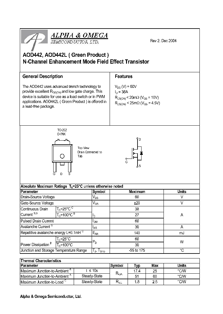 AOD442_502868.PDF Datasheet