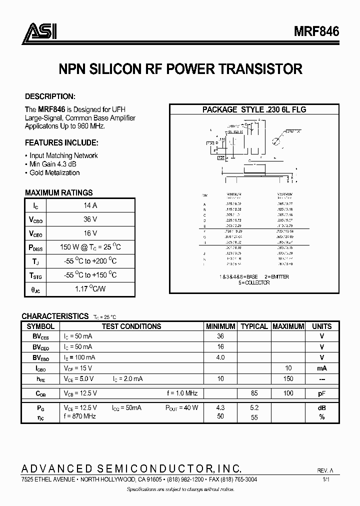 MRF846_489088.PDF Datasheet