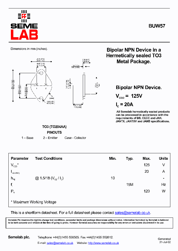 BUW57_635800.PDF Datasheet