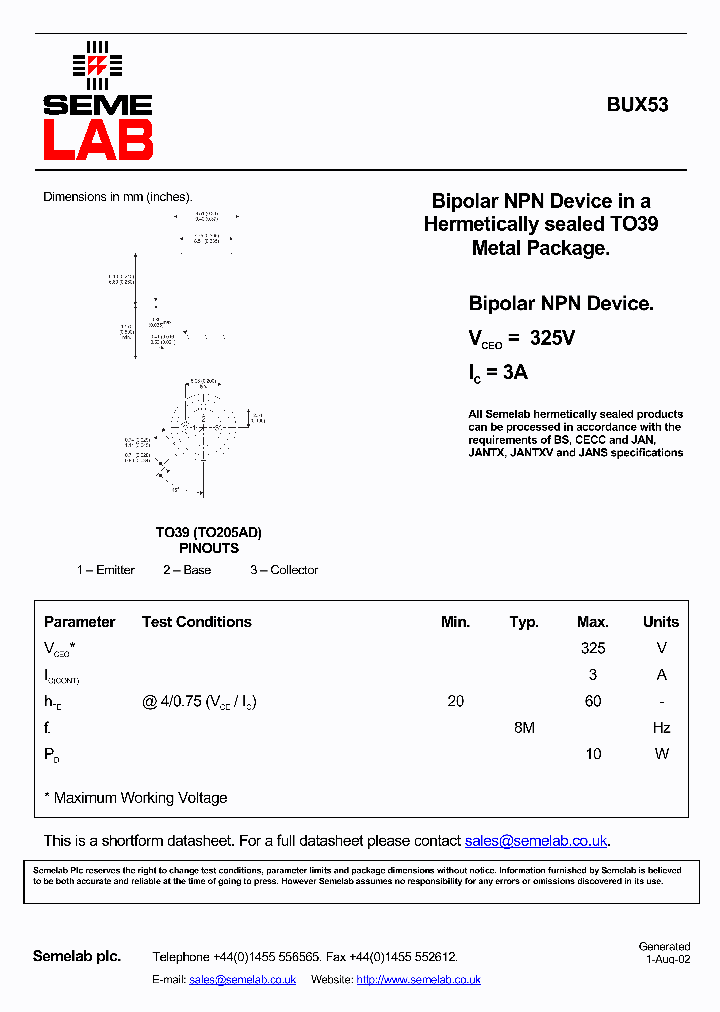 BUX53_1019665.PDF Datasheet