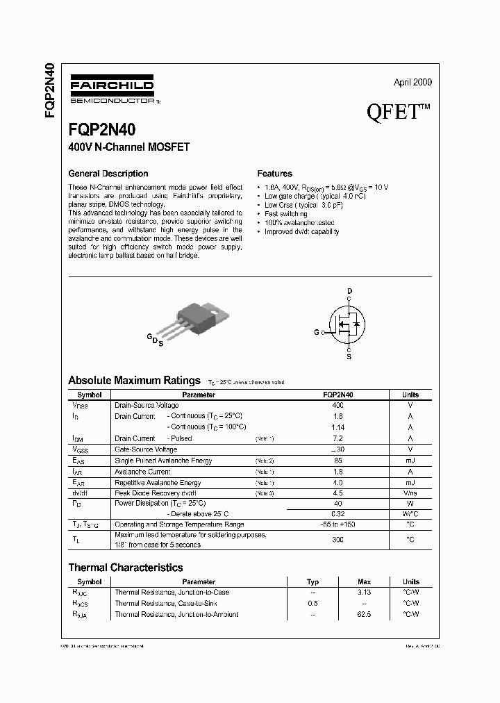 FQP2N40_604170.PDF Datasheet