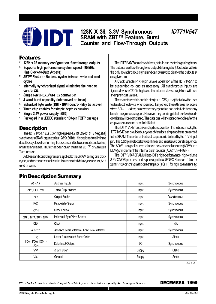 IDT71V547S100PF_808292.PDF Datasheet