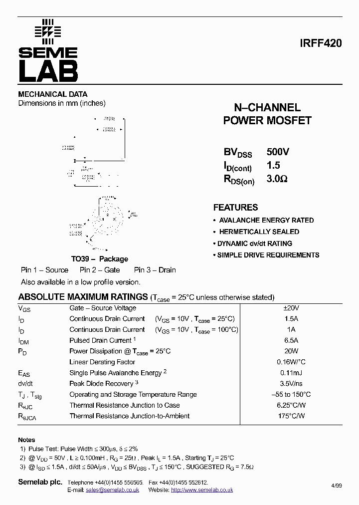 IRFF420_772687.PDF Datasheet