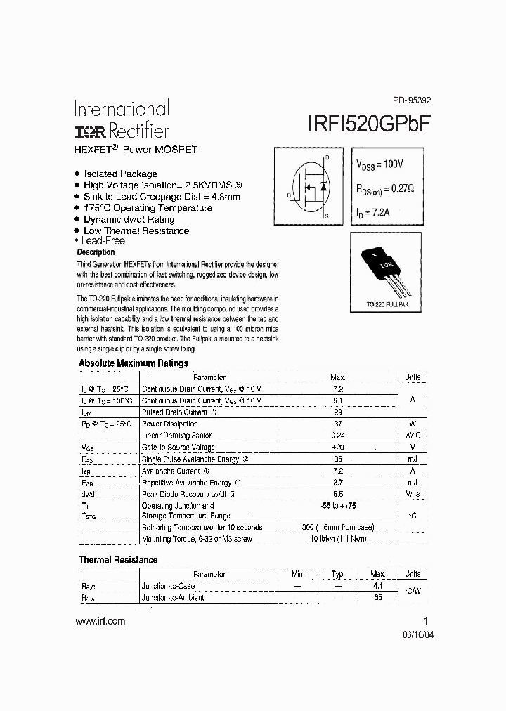 IRFI520GPBF_735807.PDF Datasheet