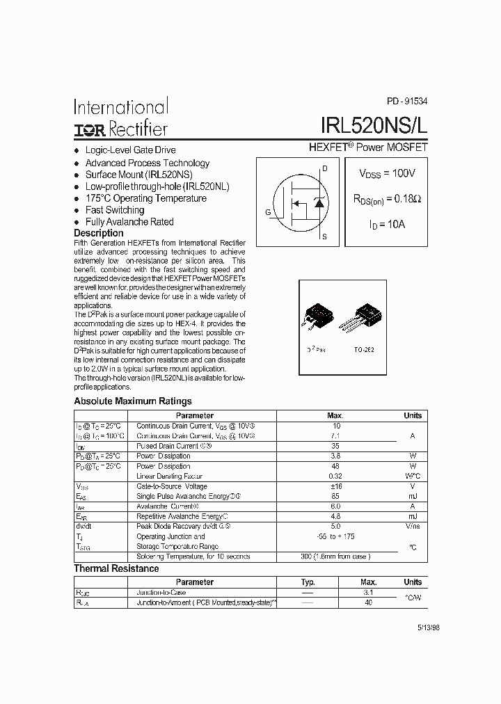 IRL520NS_723302.PDF Datasheet