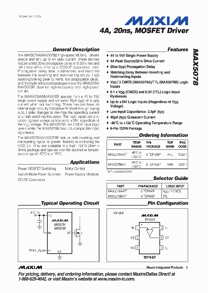 MAX5078BATT_622197.PDF Datasheet