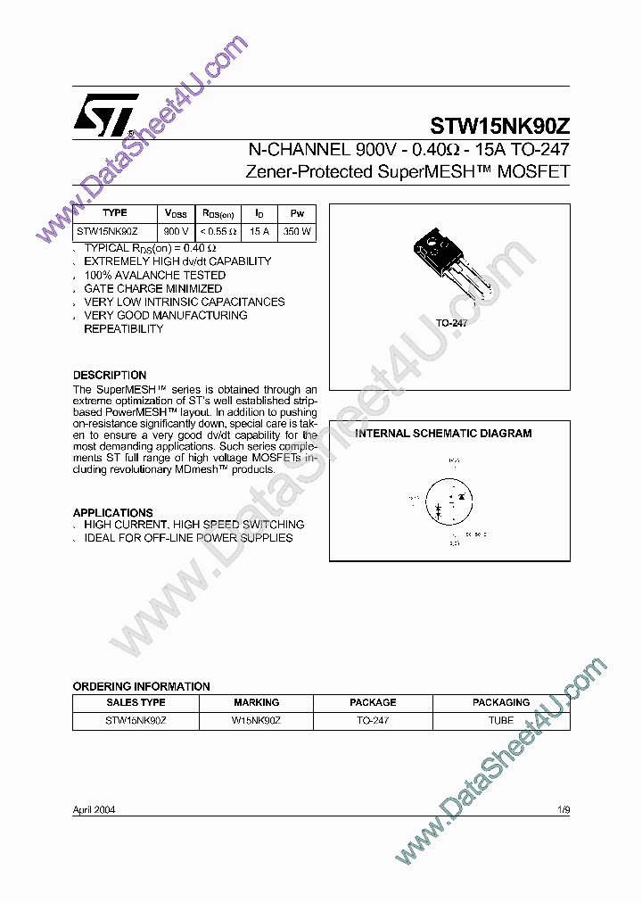 STW15NK90Z_959988.PDF Datasheet