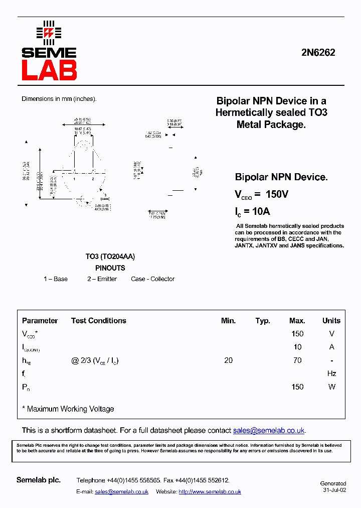 2N6262_1194244.PDF Datasheet