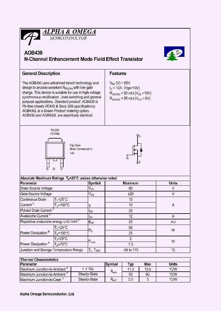 AOB430L_1210247.PDF Datasheet