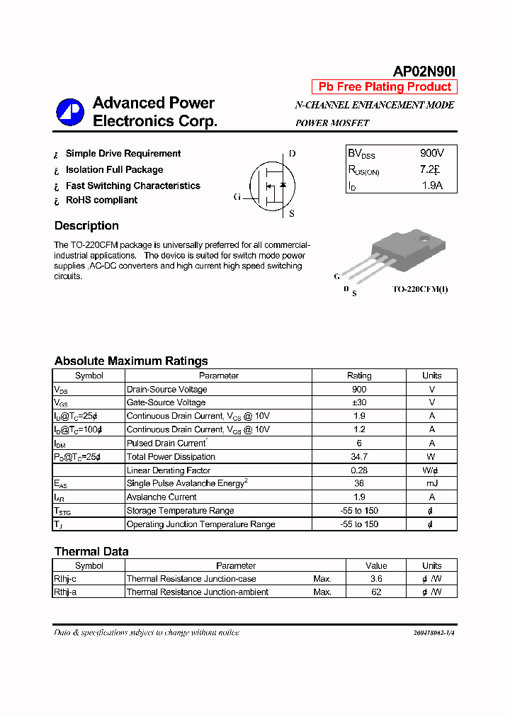 AP02N90I_1168897.PDF Datasheet