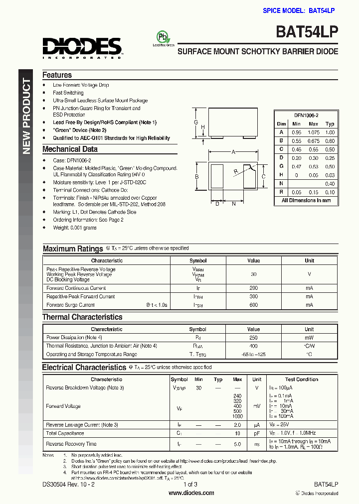 BAT54LP-7_1217393.PDF Datasheet