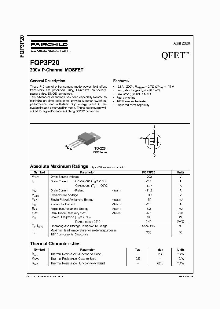 FQP3P20_1241732.PDF Datasheet