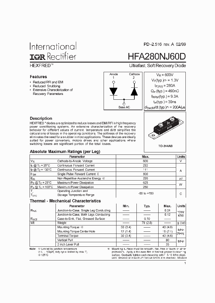 HFA280NJ60D_1103744.PDF Datasheet