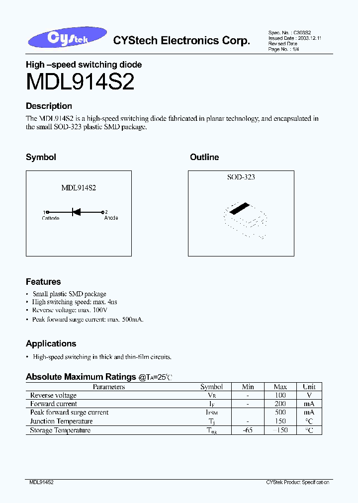 MDL914S2_1278270.PDF Datasheet