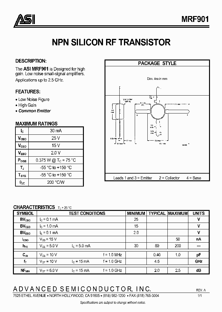 MRF901_1283669.PDF Datasheet