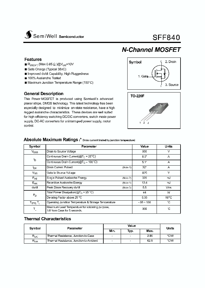 SFF840_1307526.PDF Datasheet