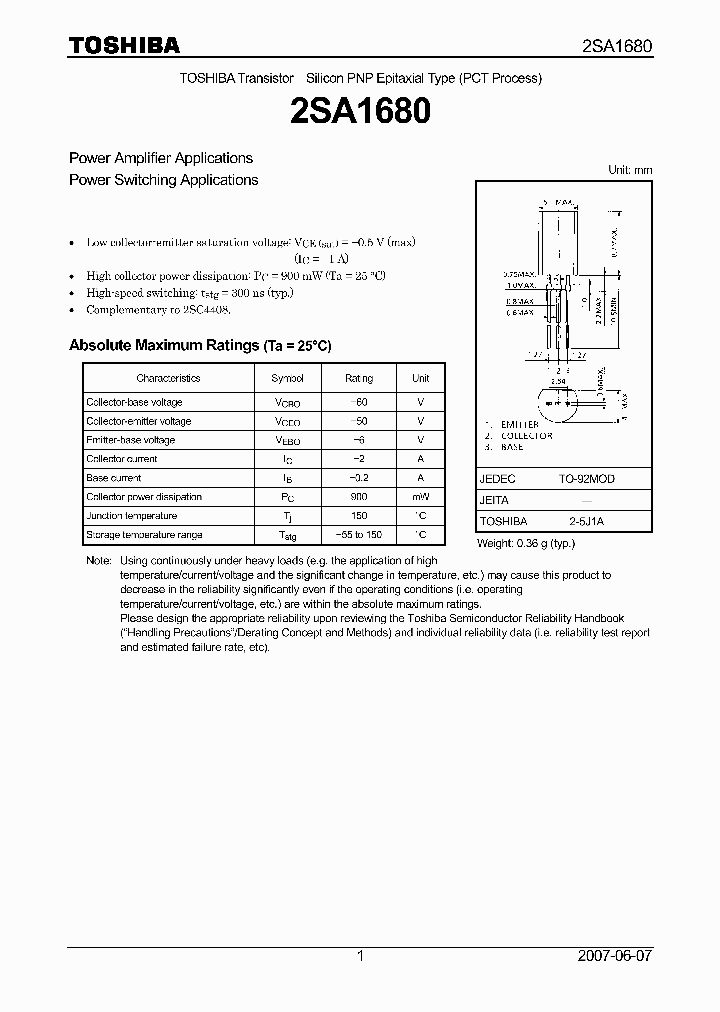 2SA168007_4124655.PDF Datasheet