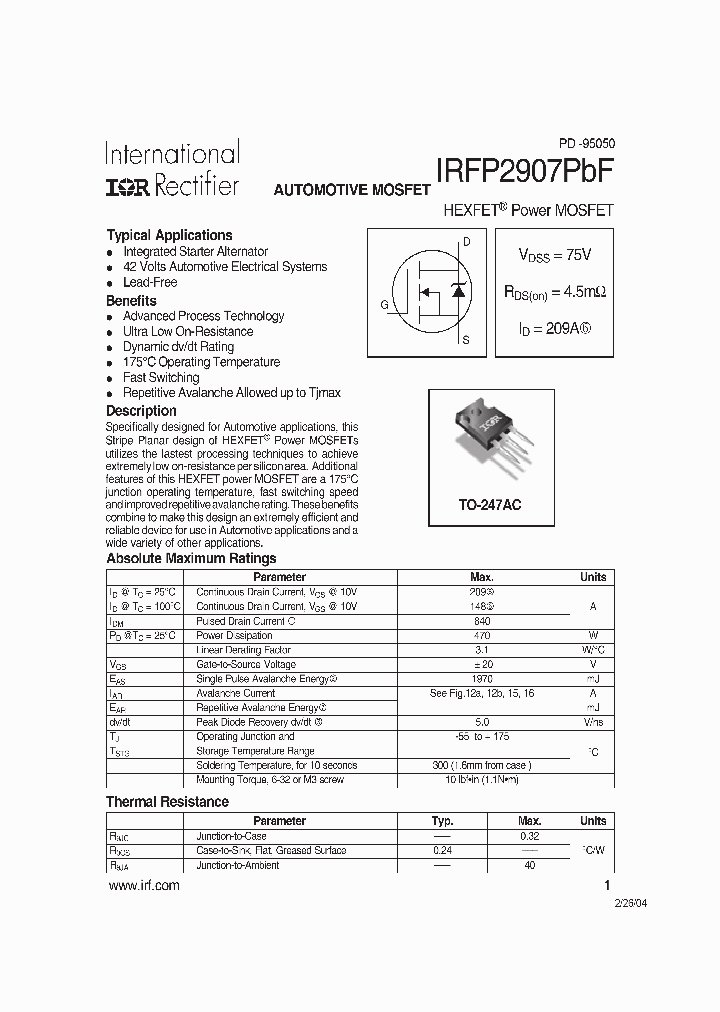 Схема включения irfp2907