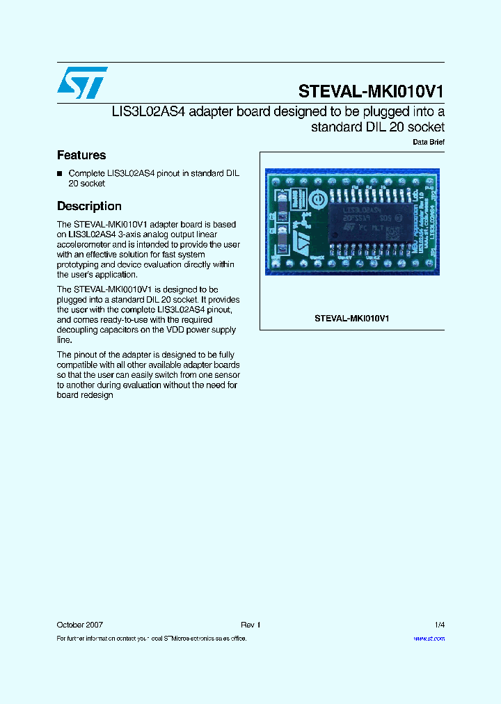 STEVAL-MKI010V1_4160198.PDF Datasheet