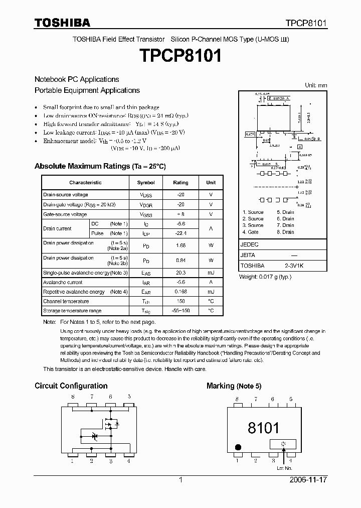 TPCP8101_4127257.PDF Datasheet