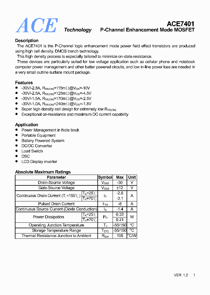 ACE7401_4710278.PDF Datasheet