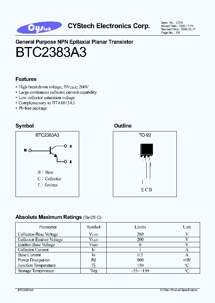 BTC2383A3_4728006.PDF Datasheet