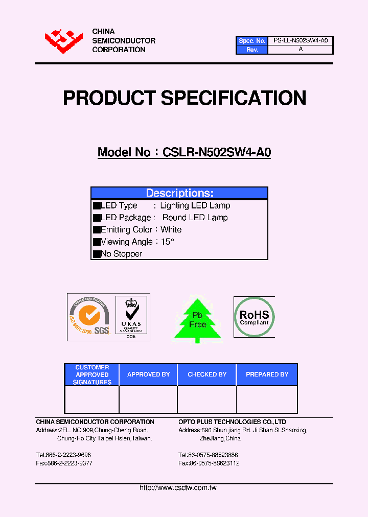 CSLR-N502SW4-A0_4438629.PDF Datasheet