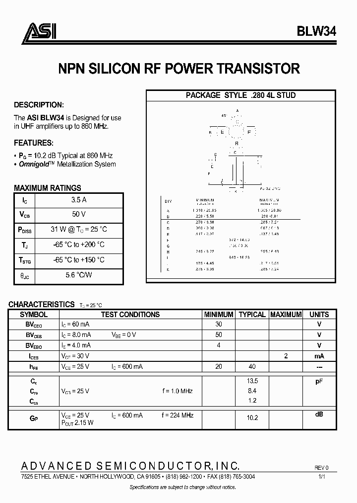 BLW34_976339.PDF Datasheet