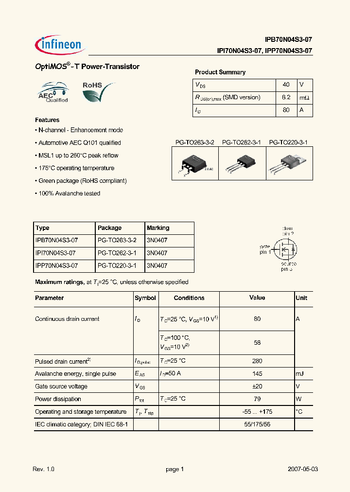 IPI70N04S3-07_4936021.PDF Datasheet