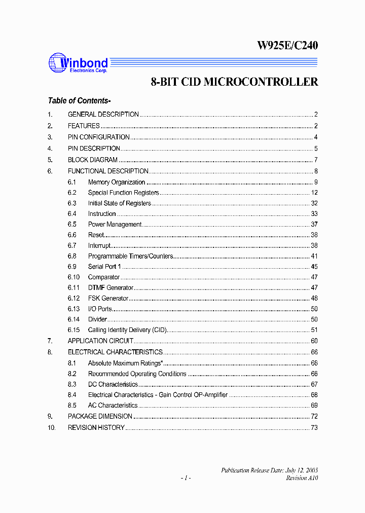 W925E240FG_5025884.PDF Datasheet