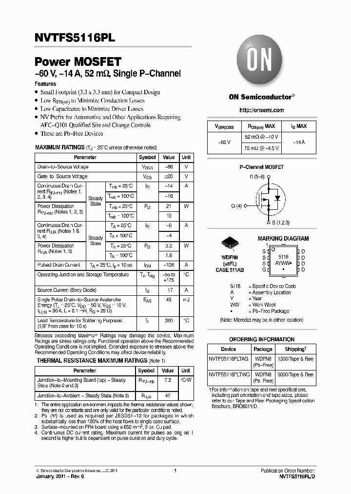 NVTFS5116PLTAG_832485.PDF Datasheet