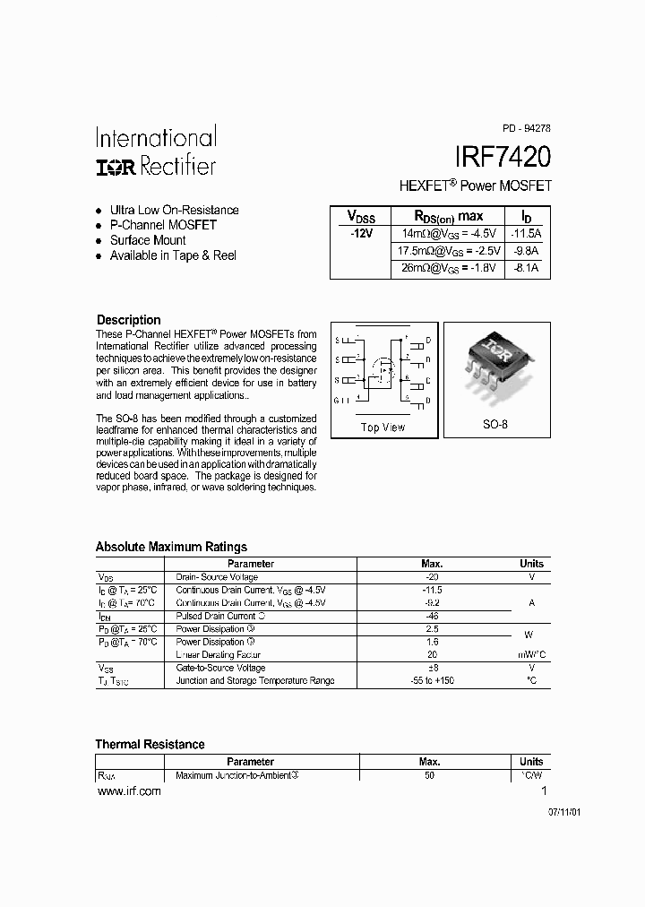 IRF7420_1528334.PDF Datasheet