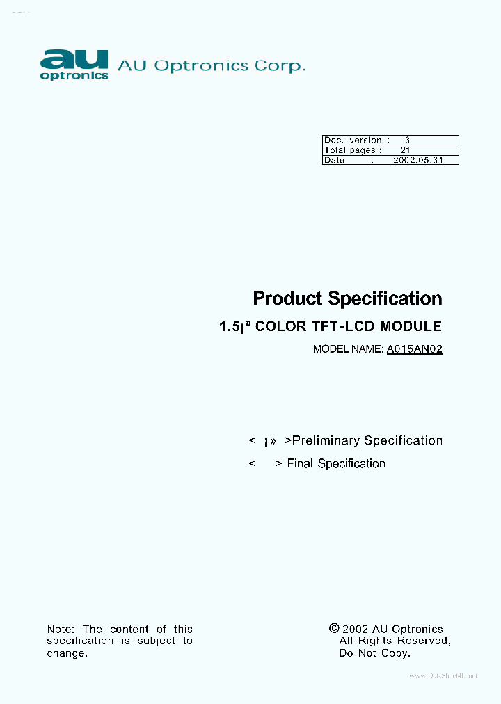 A015AN02V3_1564616.PDF Datasheet