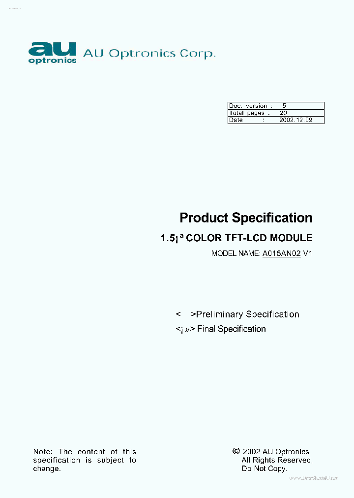 A015AN02V1_1564614.PDF Datasheet