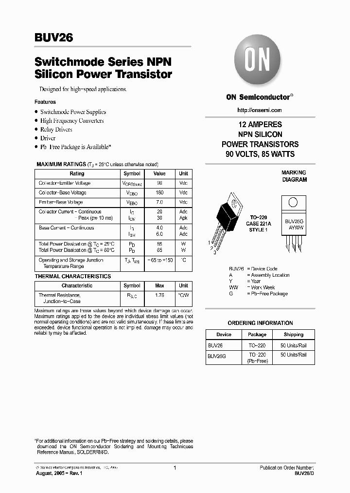 BUV26G_1901884.PDF Datasheet