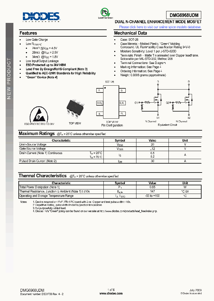 DMG6968UDM_2278635.PDF Datasheet