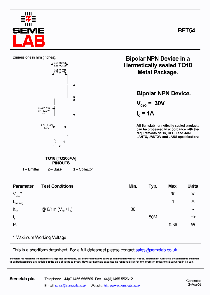 BFT54_2766033.PDF Datasheet