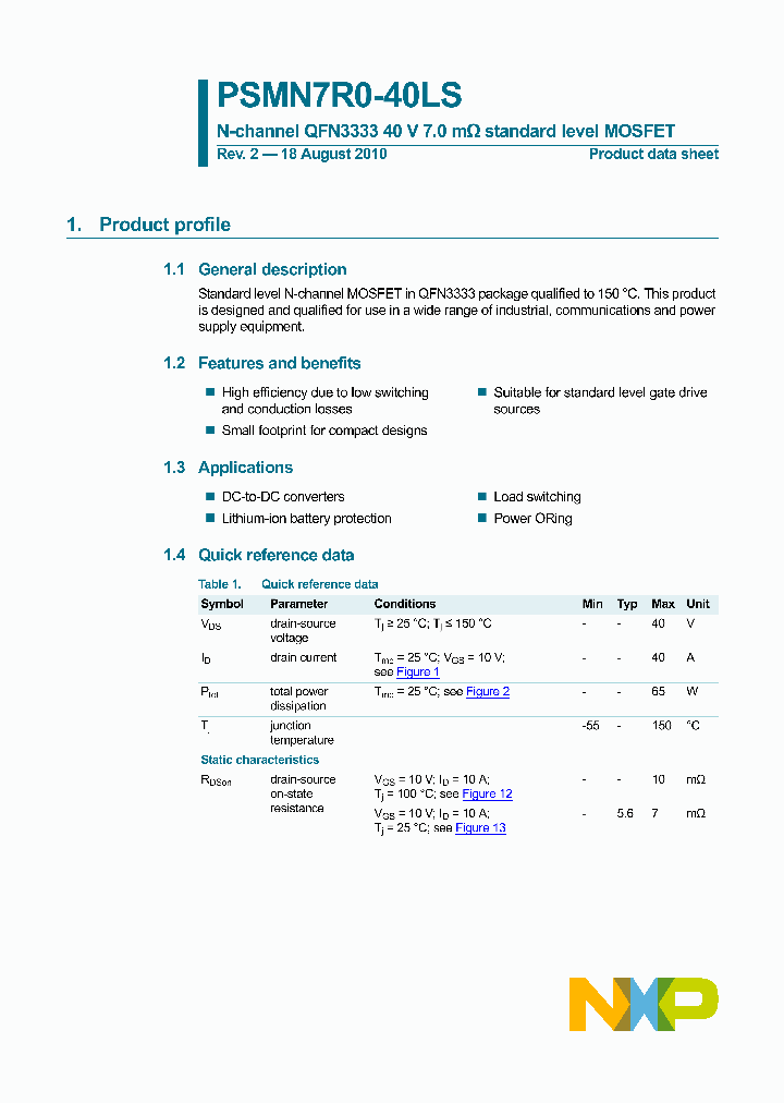 PSMN7R0-40LS_2906183.PDF Datasheet