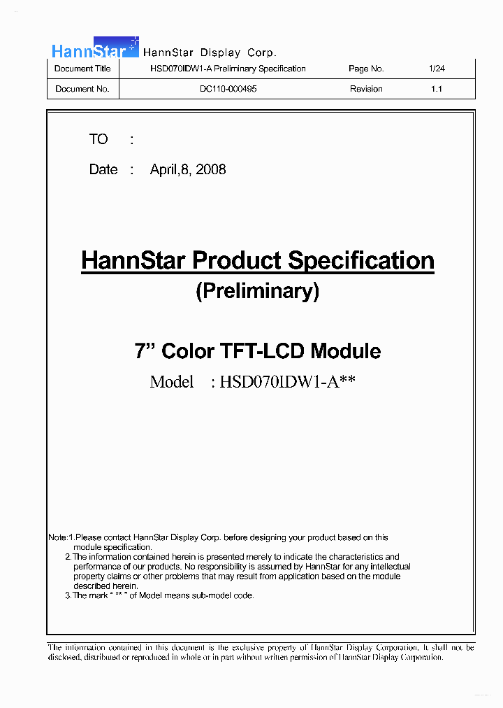 HSD070IDW1-AXX_3104962.PDF Datasheet