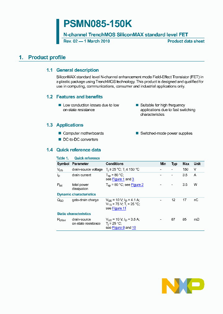 PSMN085-150K_3421604.PDF Datasheet