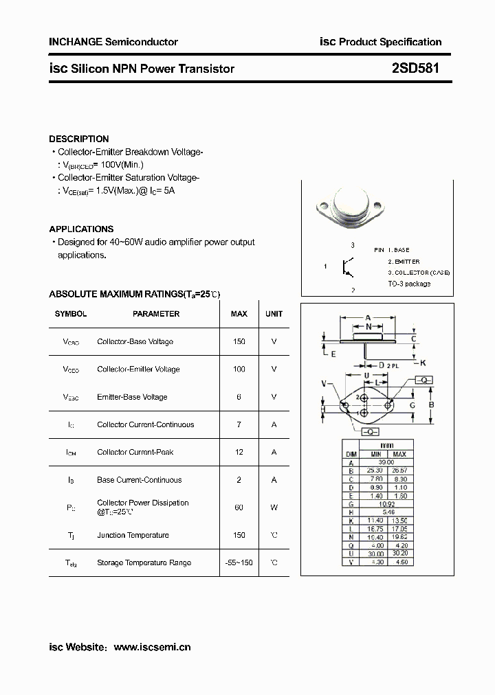 2SD581_4118707.PDF Datasheet