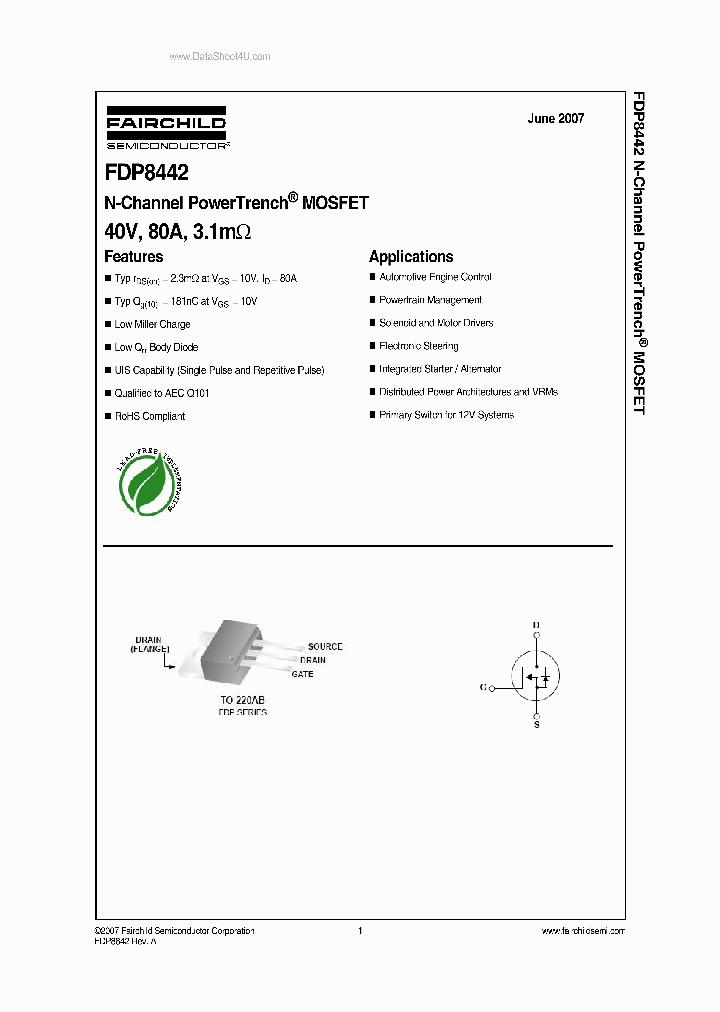 FDP8442_4504401.PDF Datasheet